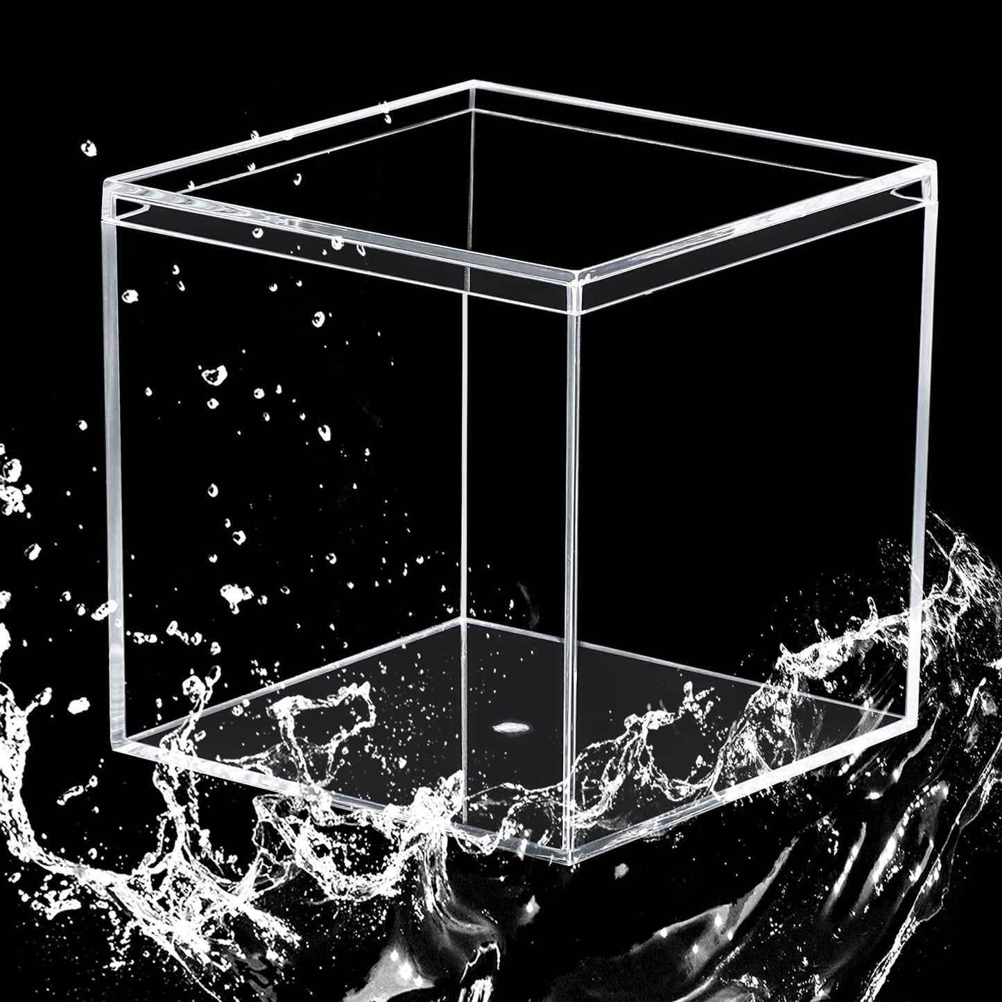 Kamehame Acrylic Boxes for Display 4 Pack Clear Plastic Square Cube, 3.9x3.9x3.9Inch/100x100x100mm Small Acrylic Box with Lid, Candy Pill and Tiny Jewelry Storage Boxes Organize Containers