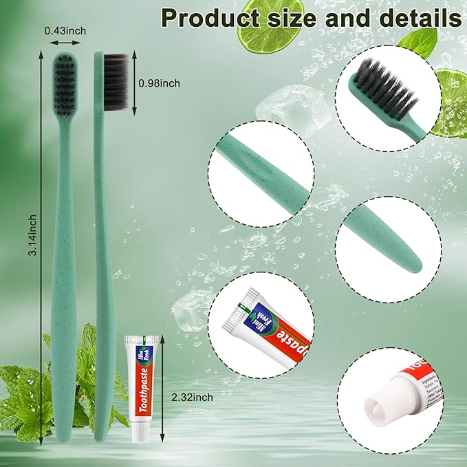 HOFASON Disposable Toothbrushes with Toothpaste 100 Pack, Bulk Travel Toothpaste and Toothbrush Set, Travel Size Tooth Brush Paste Kit, Individually Wrapped Toiletries for Homeless, Hotel, Shelter
