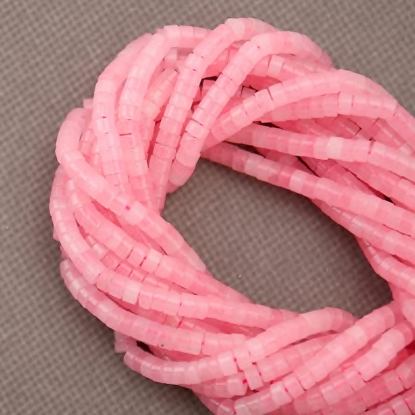 BONNY BOXX 150PCs Natural Pink Quartz Spacer Beads, Loose Semi Precious Flat Round Gemstone Heishi Disc Stone Beads for Beading Jewelry Making 4mm*2mm