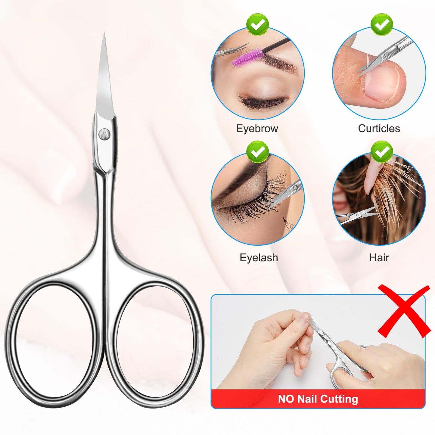 Diesisa Curved Cuticle Scissors - Professional Stainless Steel Beauty Scissors - Sharp Small - Precise Pointed Tip - for Manicure, Eyebrows, Eyelash, hair