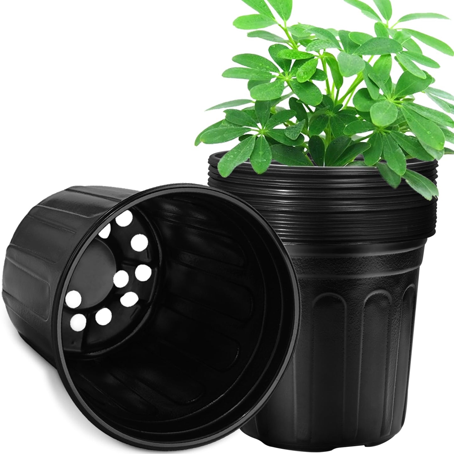 RAOOKIF 3 Gallon Pots for Plants, Flexible 1/2/3/5 Gallon Nursery Pot with Drainage, 3 Gallon Plastic Pots for Plants