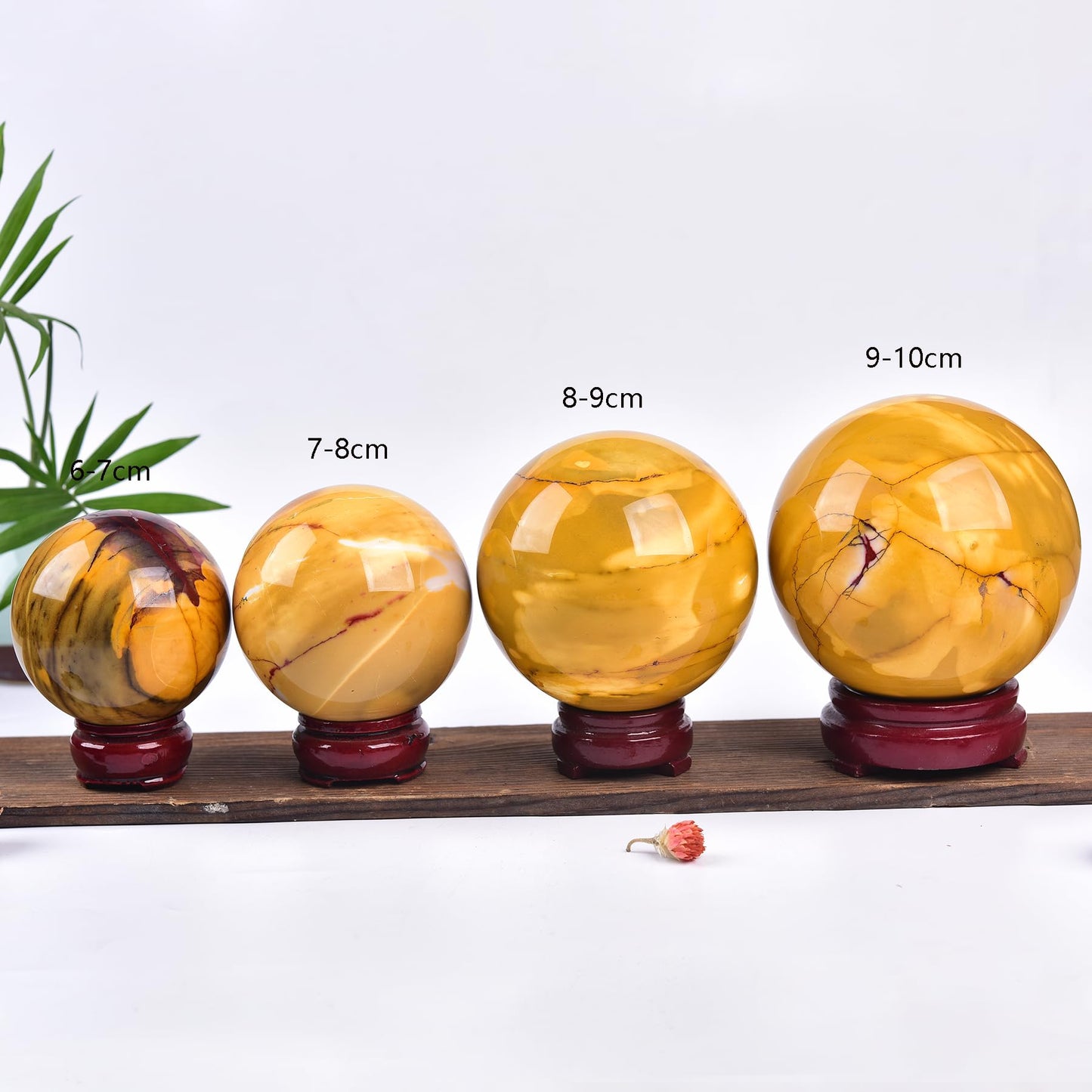 JIC Gem Natural Yellow Egg Yolk Stone Crystal Ball Sphere 7-8cm Healing Crystal Gemstone Ball Chakra Meditation Reiki Decorative Ball