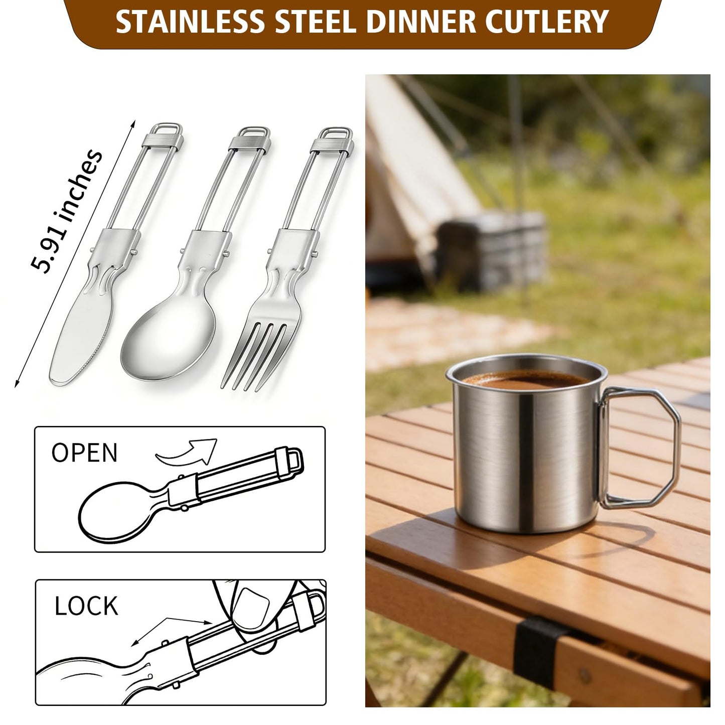 13Pcs Outdoor Camping Cookware Set, Lightweight Pot Pan with Stainless Steel Fork Spoon Kits、Cups and Plate, Perfect for Camping Trips and Climbing
