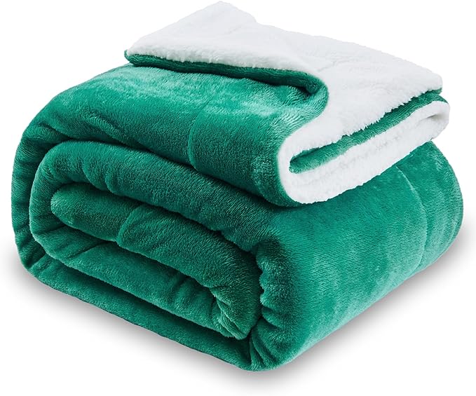 SOCHOW Sherpa Fleece Throw Blanket, Double-Sided Super Soft Luxurious Plush Blanket Throw Size, Malachite Green, 50x60 inches