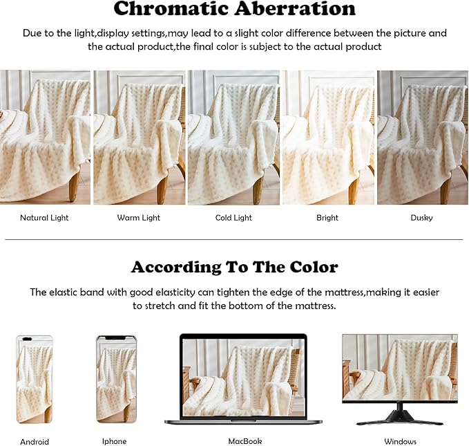 NEWCOSPLAY Super Soft King Blanket Ivory Premium Silky Flannel Fleece 3D Waffle Checkered Lightweight Bed Blanket All Season Use (Ivory, King(90"x110"))