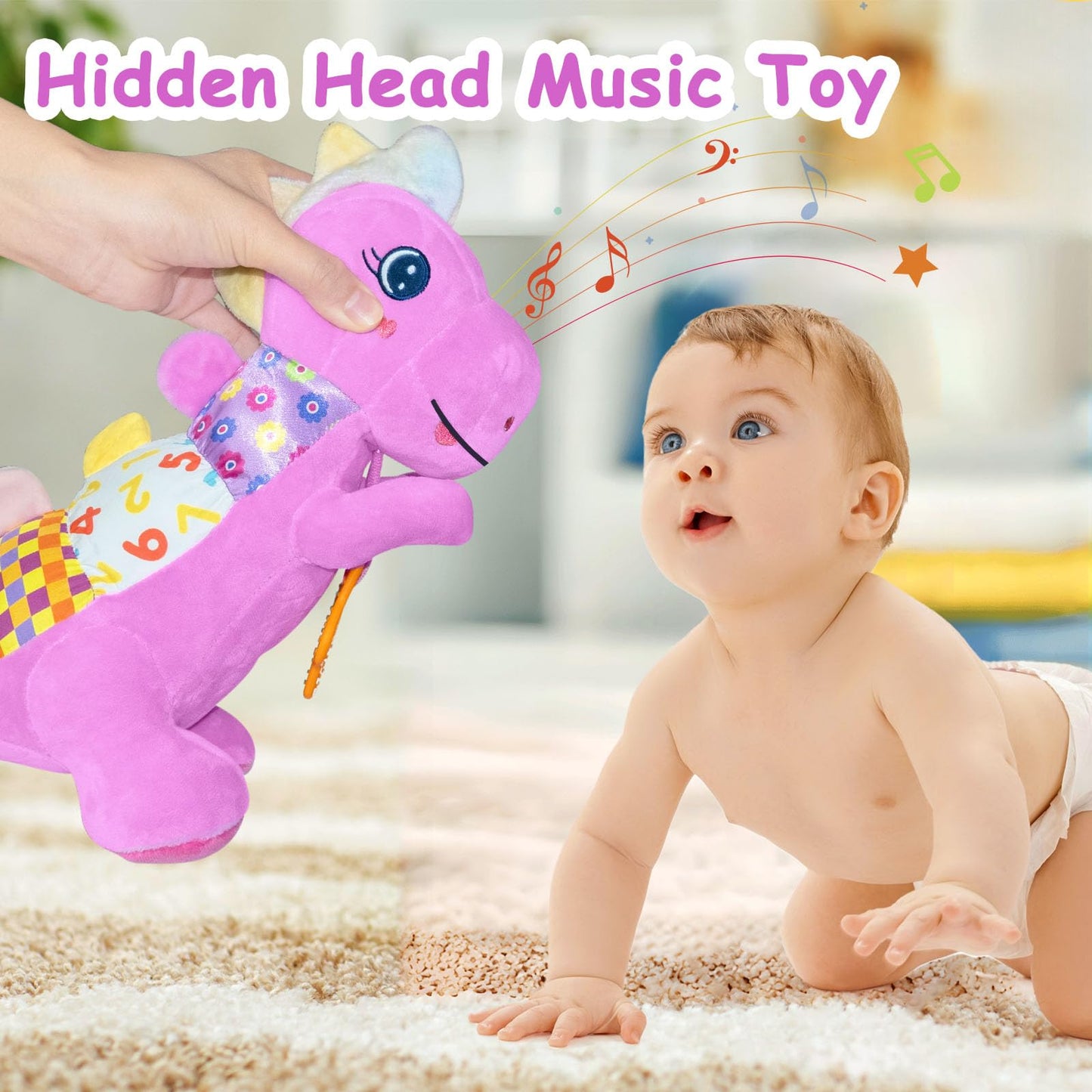 Holaxander Baby Boy Gift Set for 0-12+ Months (1 * Baby Dino Musical Toy & 1 * Musical Plush Rabbit Toy)