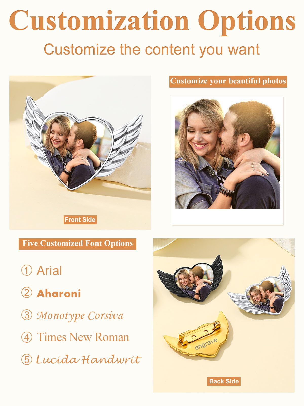 Custom4U Personalized Picture Bouquets Brooch Pin Birthday Brooch for Women Funeral Memorial for Men Father Mother Grooms(With Gift Box)