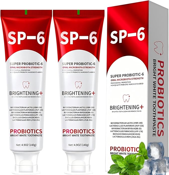 Sp-6 Probiotics Whitening Toothpaste - Sp6 Brightening Tooth Paste Enhanced Super Probiotic Formula Deep Cleaning Fresh Breath Dental Gum Health Oral Microbiota Strength Enamel Care