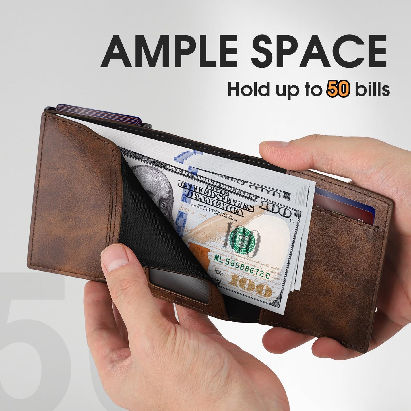 GAOCHALE Mens Wallet for Samsung Smarttag2 Pop up Card Holder Compatible with Samsung Tag RFID Blocking Wallet for Men 10-14 Card Capacity | ID Window | Cash Slot(Brown)
