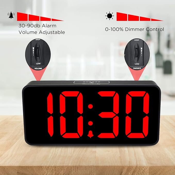 DreamSky Large Digital Alarm Clock Big Number for Seniors/Visually Impaired