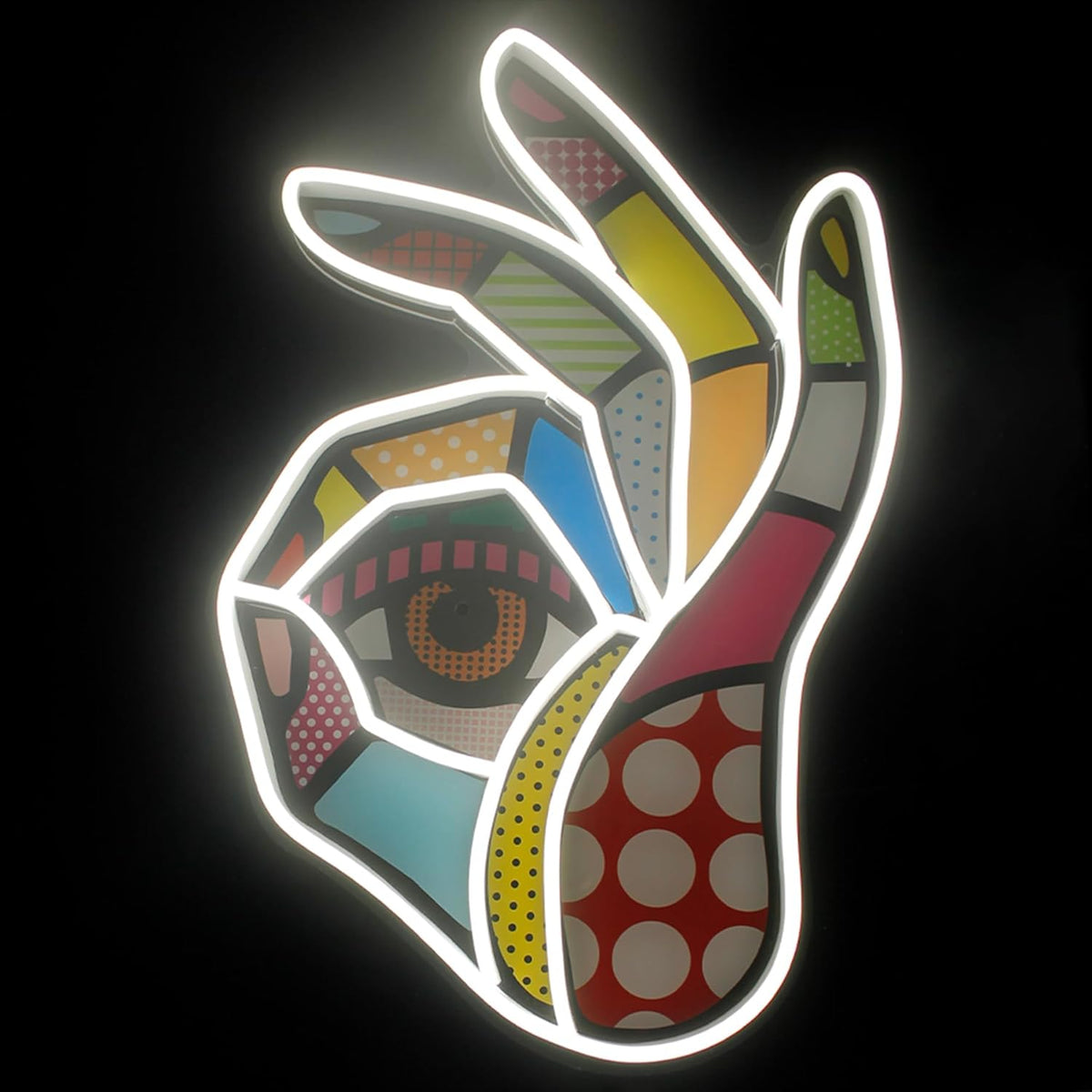 POP LED Neon Sign, Battery & USB Operated - Okay Neon Sign Wall Decor, Hands Off Home, Bedroom Decoration