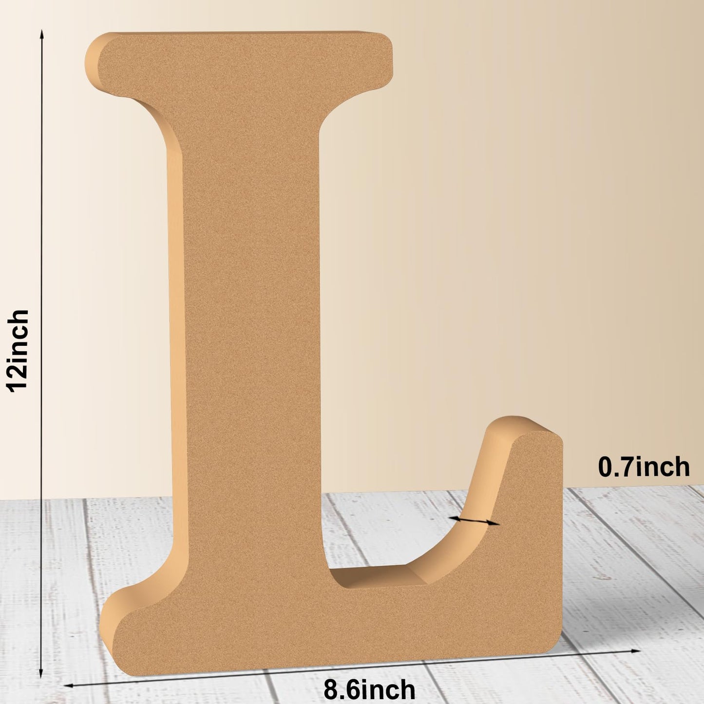 AOCEAN 12 Inch Designable Wood Letters Unfinished Wood Letters for Wall Decor Decorative Standing Letters Slices Sign Board Decoration for Craft Home Party Projects (L)