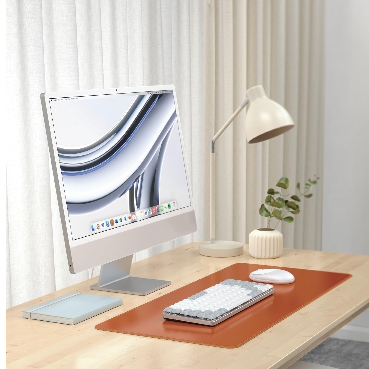 Satechi Vegan Leather Desk Mat, Large Mouse Pad Scratch and Water Resistant, Easy to Clean, Desk Pad for Office and Home, 26.8” x 12.4” x 0.1” - Brown