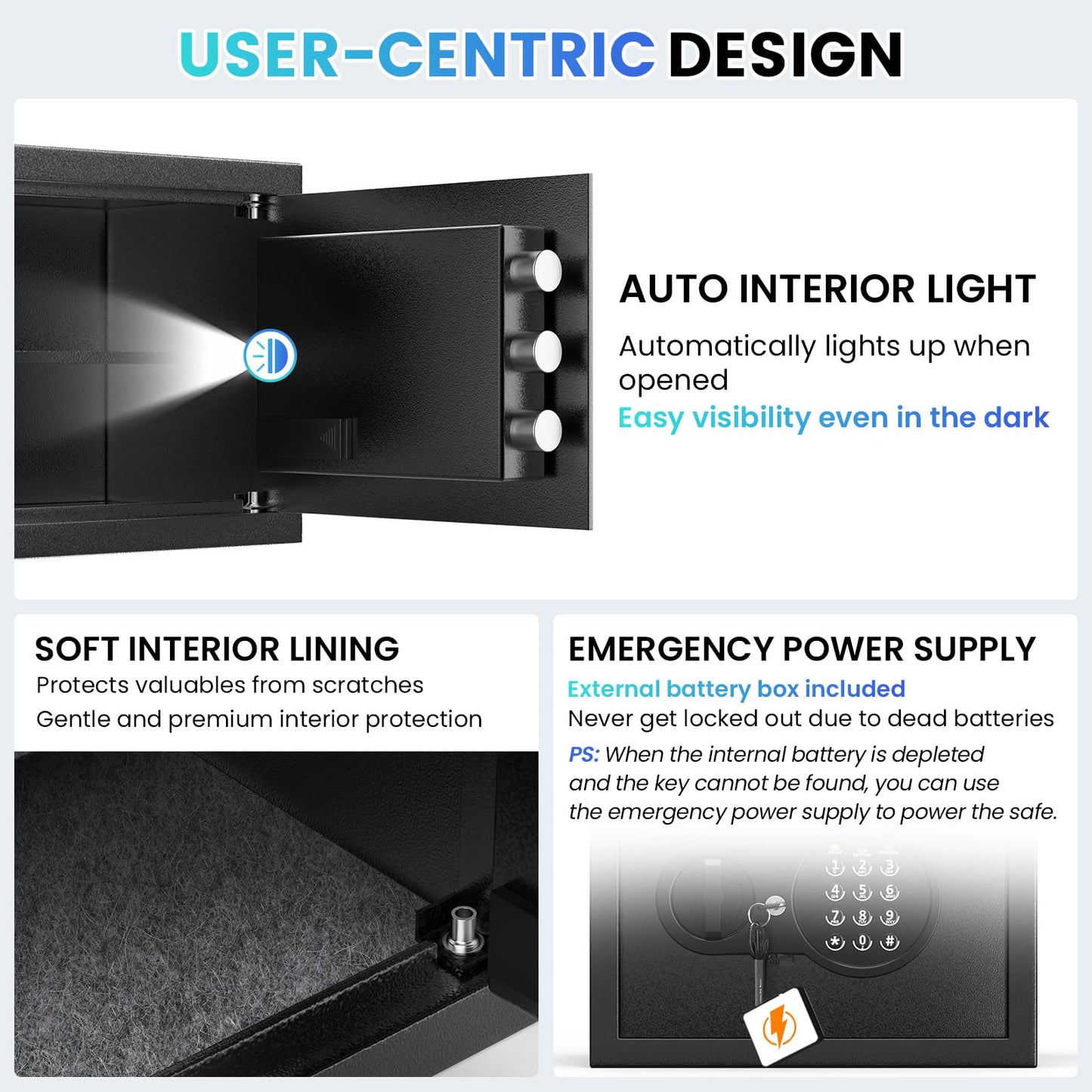 Mitlvge 0.9 Cuft Small Safe Box, Money Safe with Removable Shelf, Fireproof Waterproof Bag and Programmable Keypad, Home Safe with Smart Alert and Wall Mount Kits for Money, Jewelry and Documents