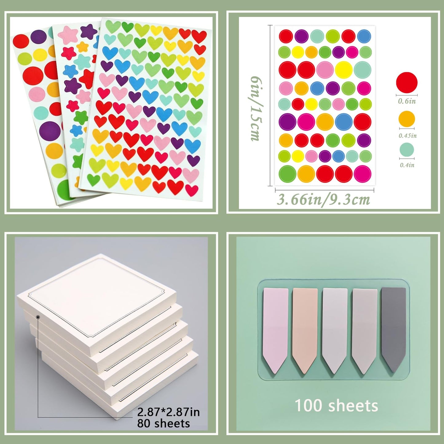 CRZTRY A5 Lined Notebook with Hidden Pen, Soft Cover & Organization Kit Including Color Dot Stickers, Sticky Index Tabs and Note Papers, Lined Pages Green