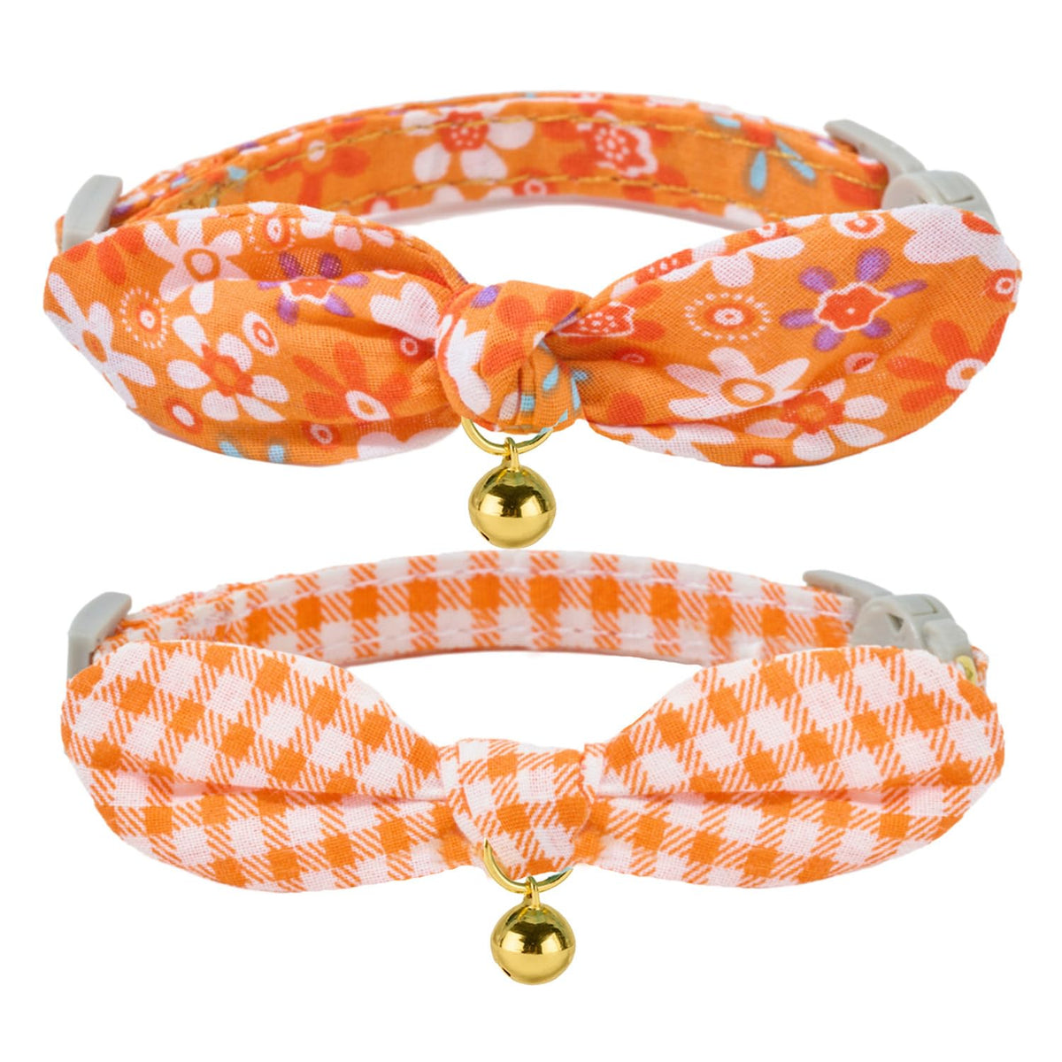 YUDOTE Elastic Cat Collar 2 Pack of Safety Quick Release Cat Collars with Bell Anti-Suffocation Kitten Puppy Collars(Pink+Lilac)