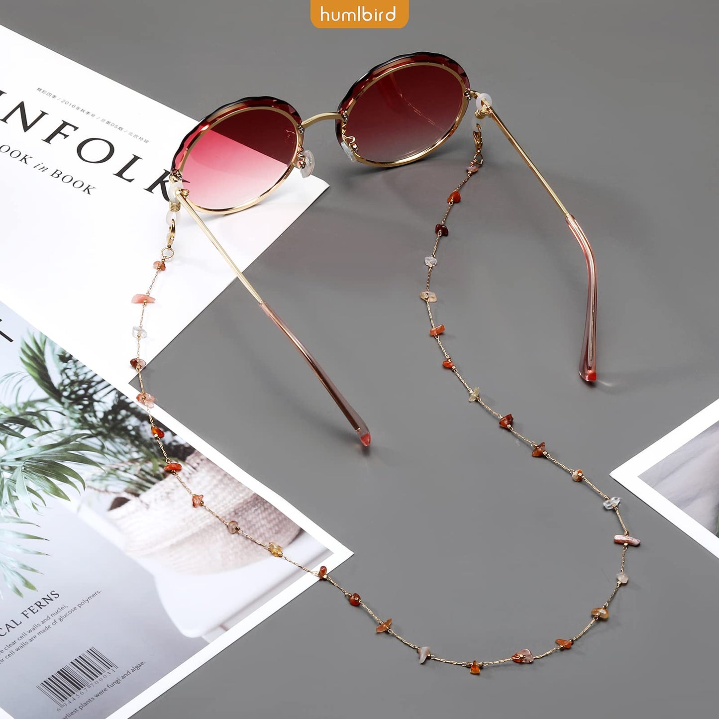 humlbird Eyeglass Chain for Women Stylish Mask Lanyard Natural Crystal Mask Chain Eye Glasses Holder Strap, Agate