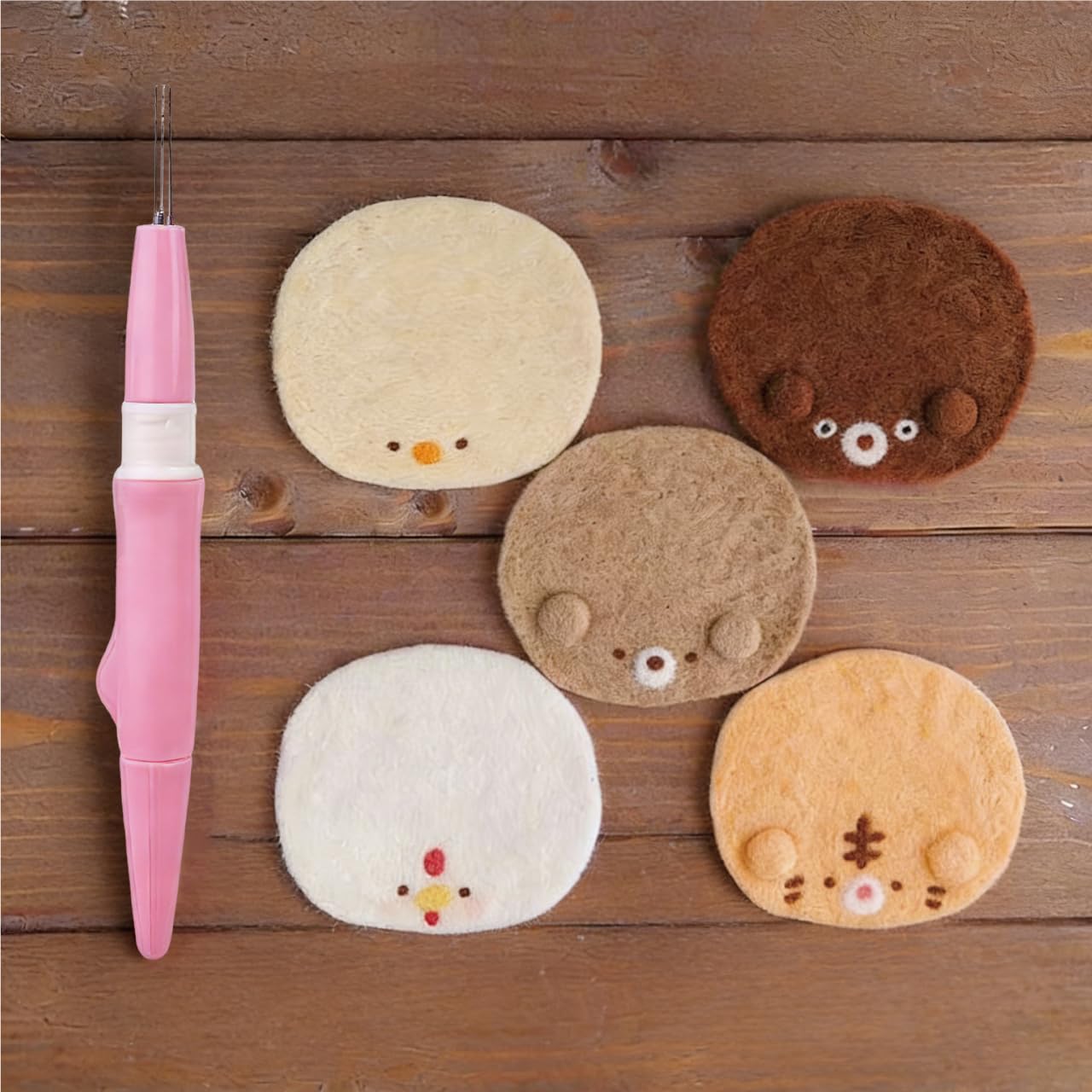 WEICIM Wet Felting Tool/Wooden Wet Felting Tool/Fulling Block, Contains 60 g Needle Felting Wool Roving Bag and Felt Perforator,Great for Working on Seams, Flat Felt