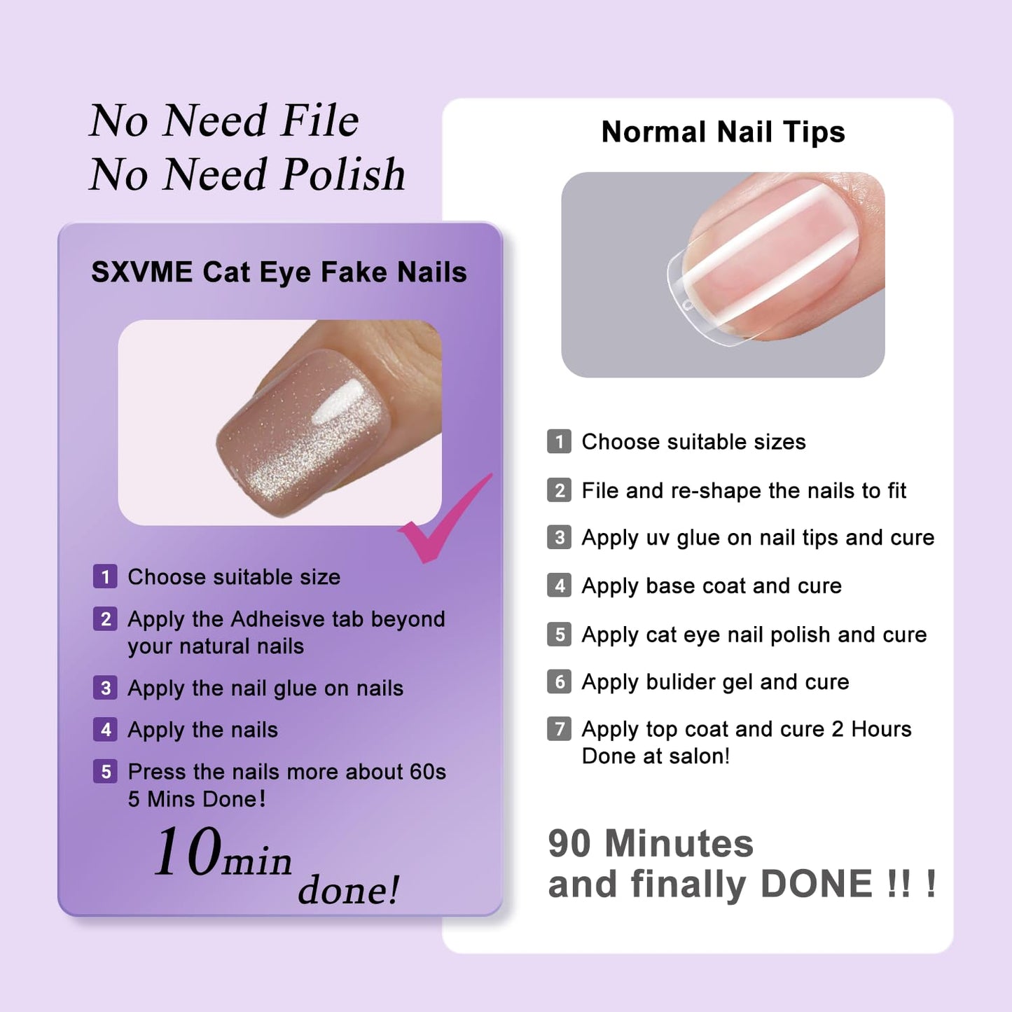 SXVME Short Press On Nails Square - Cat Eye Nude Pink Fake Nails Acrylic Press ons Glue on Nails Opaque Glitter Short False Nails in 30 Pcs for Women
