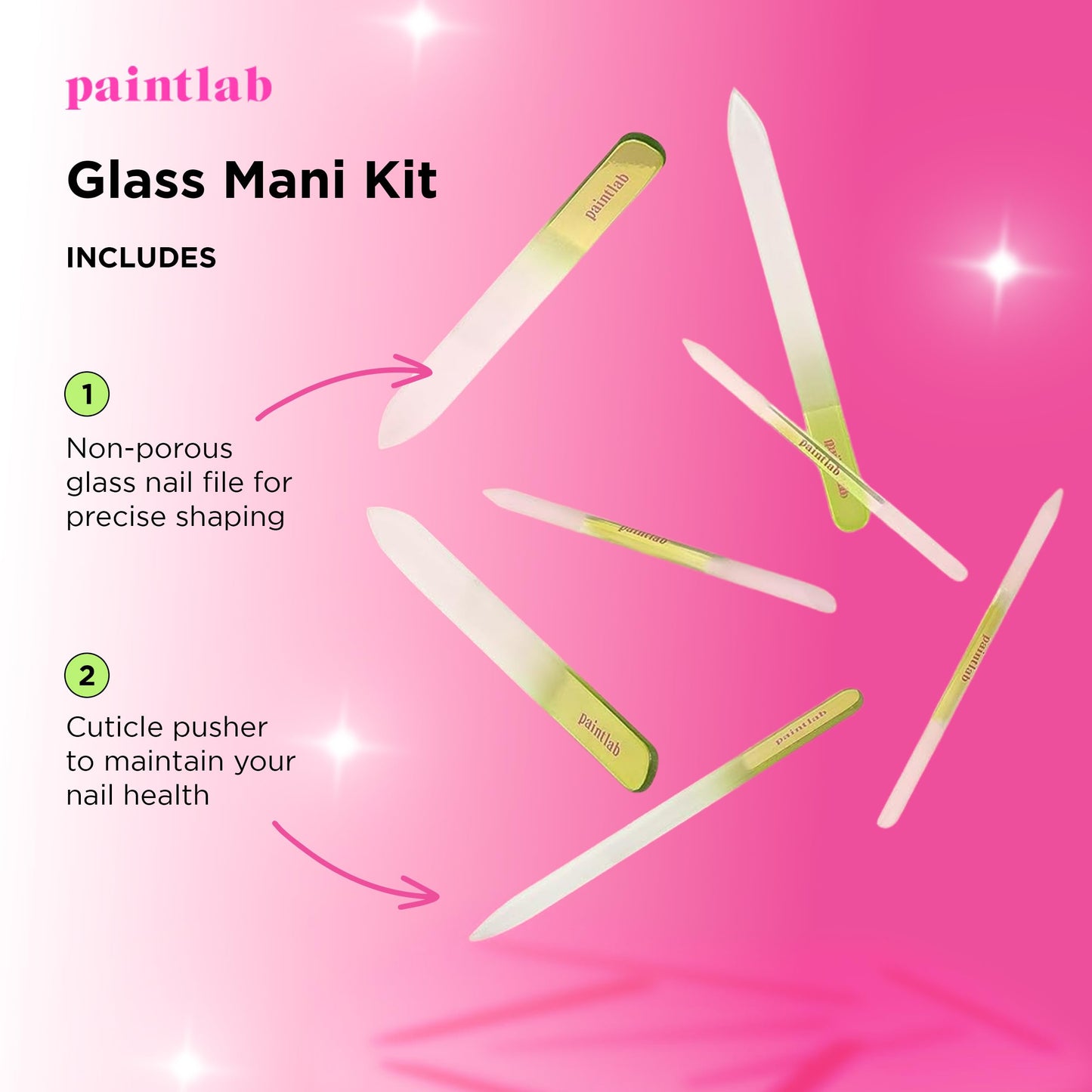 PaintLab Glass Manicure Kit, Luxury Nail File & Cuticle Pusher Set for Optimal Fingernail Health