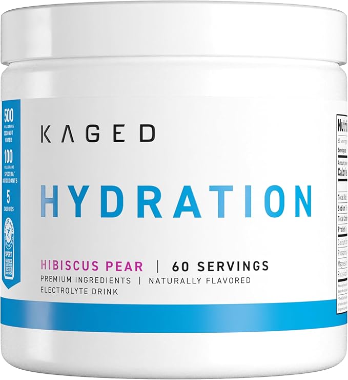 Kaged Electrolyte Hydration Powder Hydracharge Hibiscus Pear Sports Drink for Men and Women Pre, Post, Intra Workout Supplement 60 Servings
