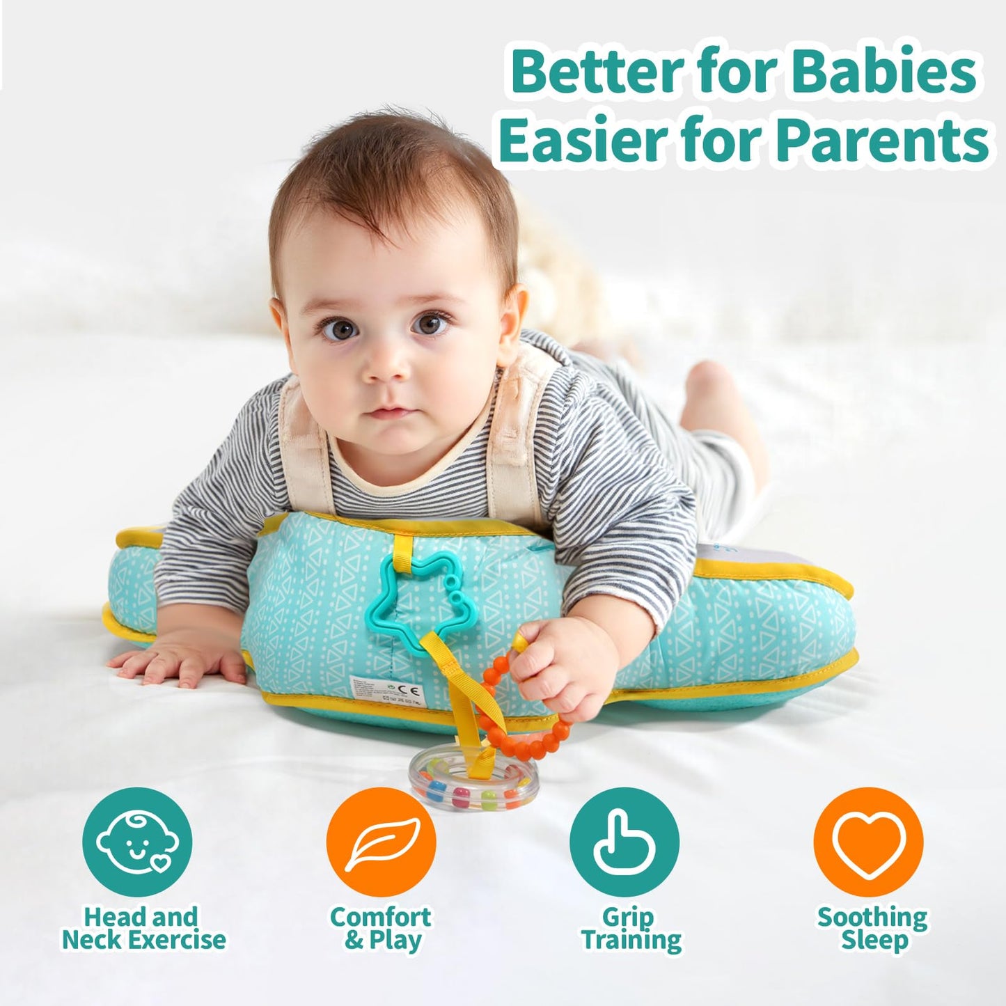 Montessori Sensory Crawling Toy for Newborns - Tummy Time Pillow with Ergonomic Design for Easier Parenting Development