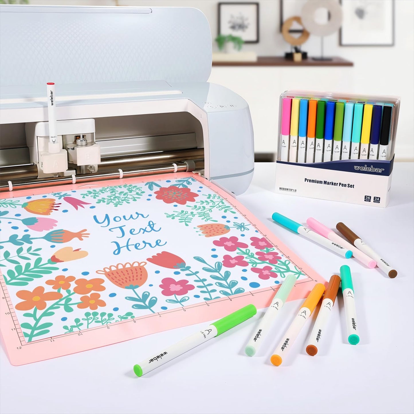 Welebar 1.0 Tip Pen Set Compatible with Cricut Maker 3/Maker 4/Maker/Explore 3/4/Air 2/Air, Premium Marker Pen Set of 36 Pack Medium Point Pens for Writing, Drawing, DIY Crafts