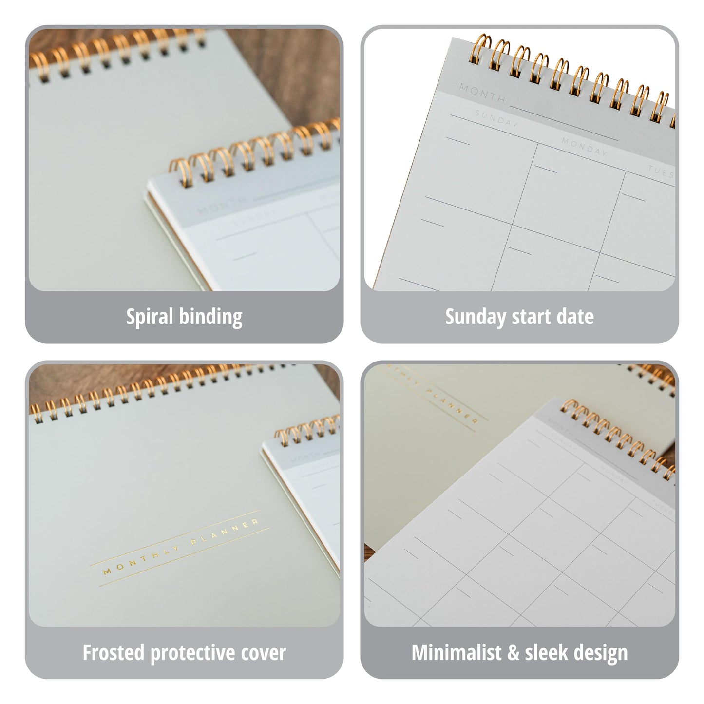 Paper 'n Such- Blank Calendar, Undated Monthly Planner, Simple Desk Agenda -DIY Custom Scrapbook for Photos -15 Sheets, Spiral Bound, Large 8.5x11", Customizable for Home, Office, or School