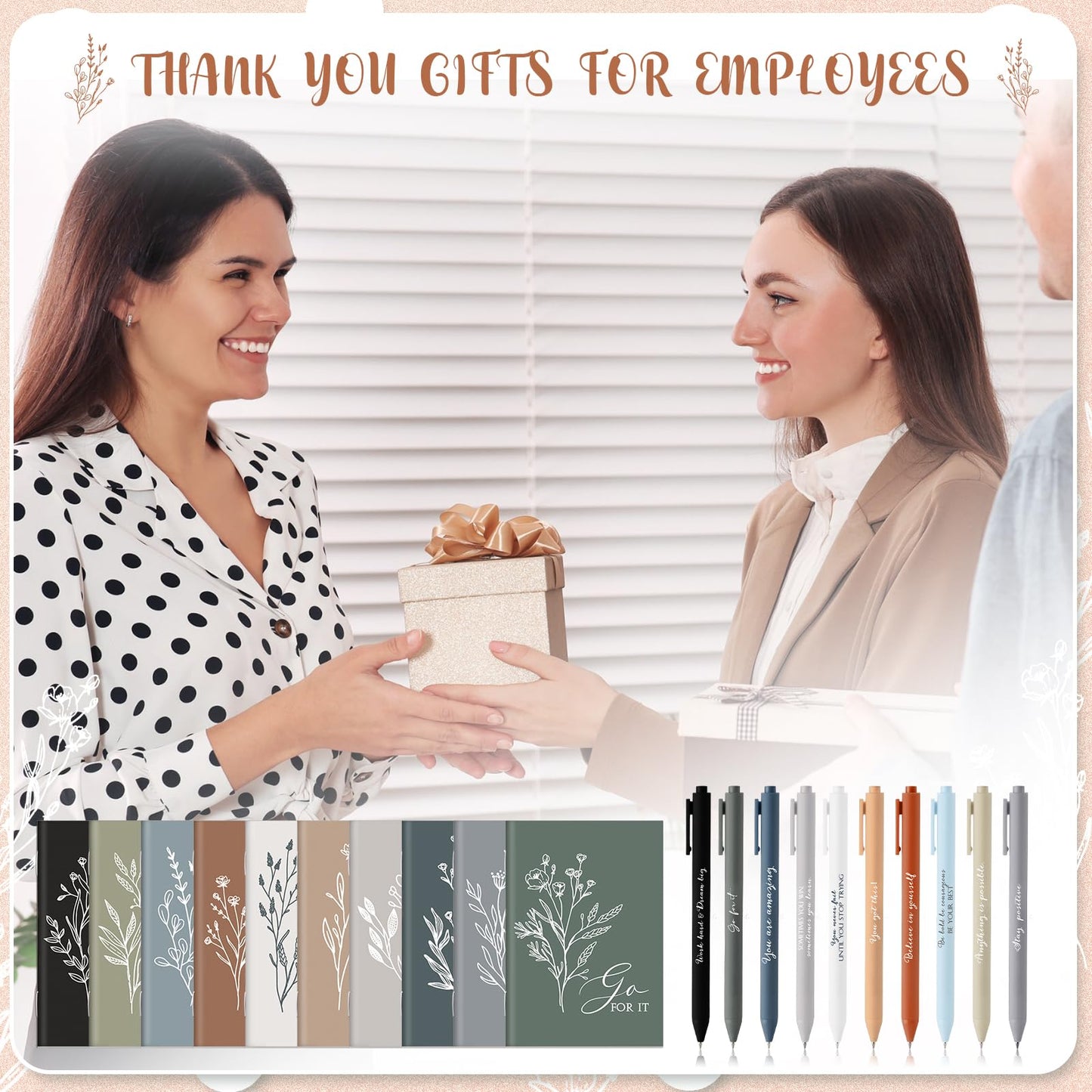 Affrolling 60 Pcs Inspirational Notebooks with Pen Bulk Motivational Mini Notepads Graduation Gift for Teacher Appreciation Gift for Employee Coworker Staff Secretary Assistant Nurse (Neutral Colors)