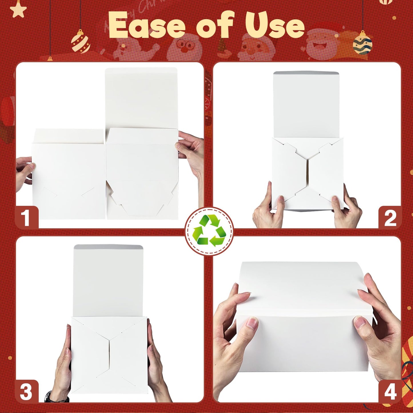 MESHA 8x8x4 Gift Box 10 Pack White Gift Boxes with Lids, DIY Bridesmaid Proposal Box, Recyclable,Foldable Box for Wedding, Birthday Party