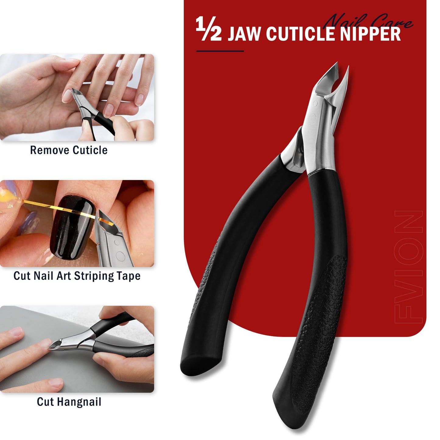 VION Cuticle Trimmer – Professional Cuticle Nippers, Rubber Coated Handle Manicure Tools – Stainless Steel Cuticle Cutter for Nails (5mm)