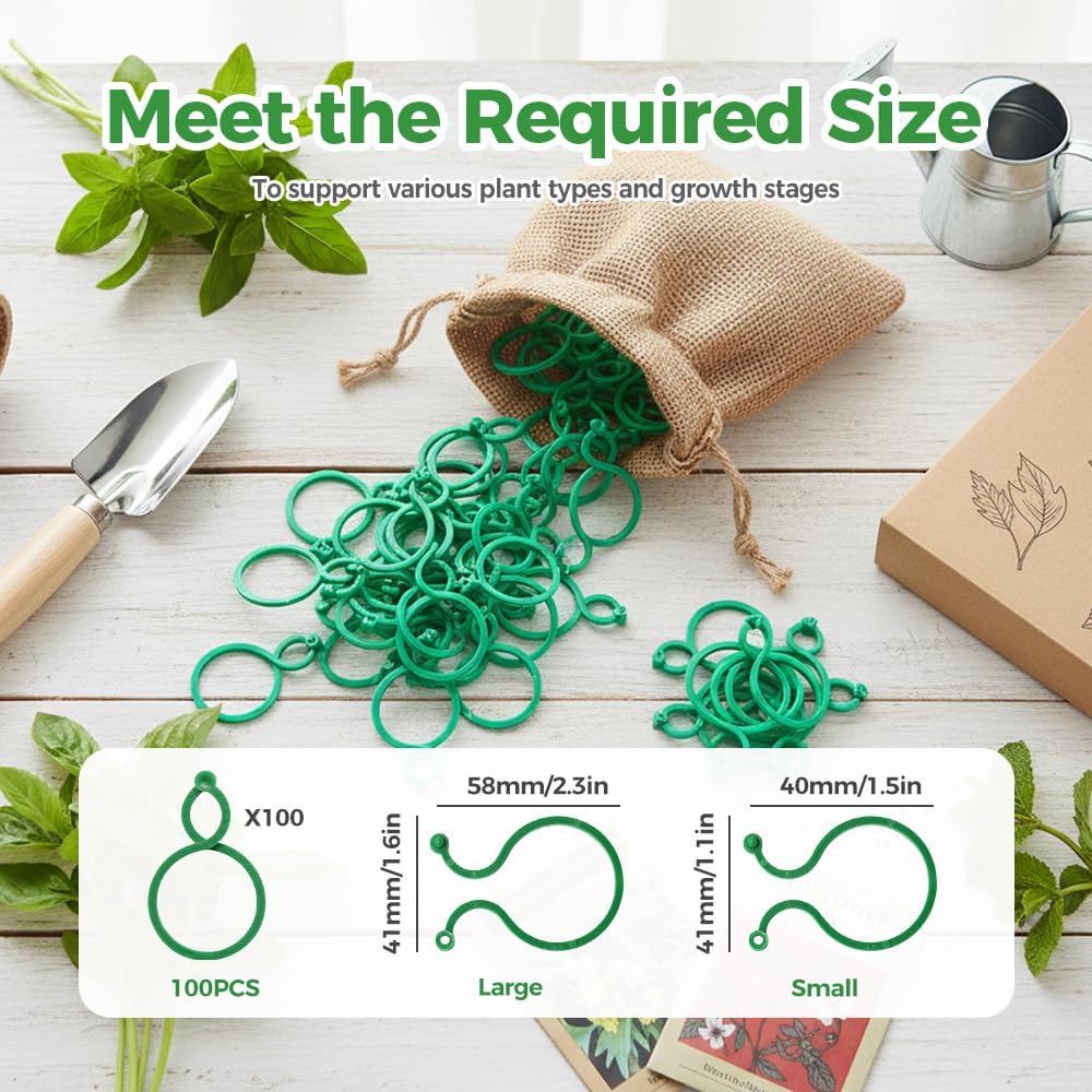 muxou Plant Stem Support,Plastic Plant Clips for Climbing Plants,Tomato Vine Clips,Plant Fixing Clips,Garden Clips (Green 150PCS)