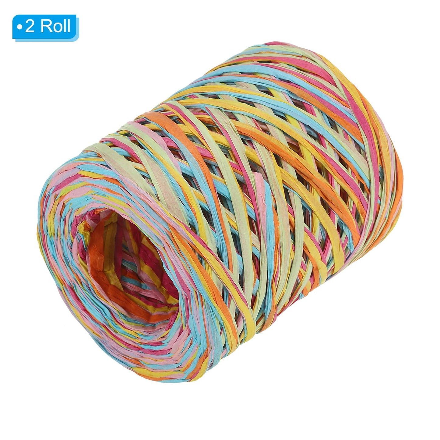 PATIKIL 219 Yards Raffia Ribbon, 2 Rolls Raffia Paper Craft Ribbon Paper Twine Wrapping Ribbon for Gift Packaging and Decoration, Light Blue/Green