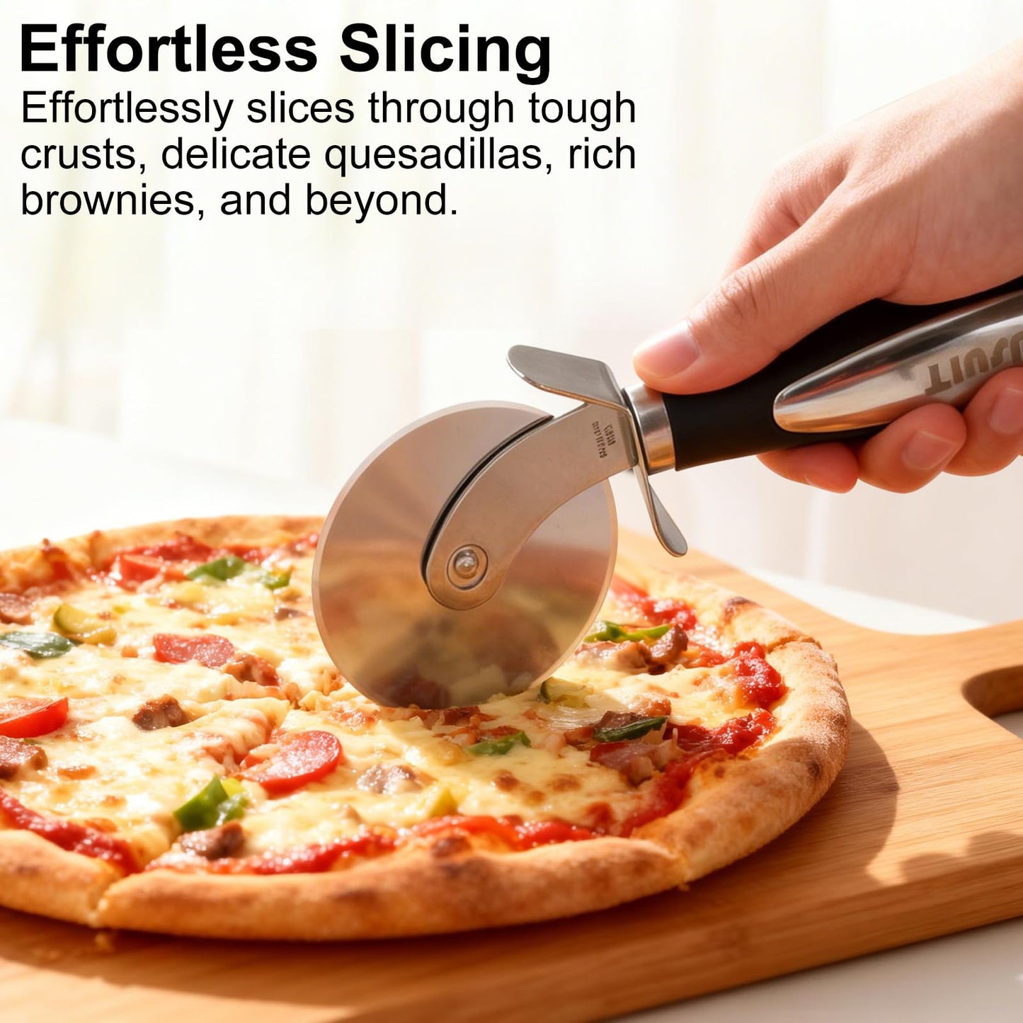 Usuit Premium Pizza Cutter Wheel and Server Set – Sharp Stainless Steel Slicer & Pie Server – Professional Dough Roller and Pastry Cutting Tools for Family Gatherings and Kitchen Parties