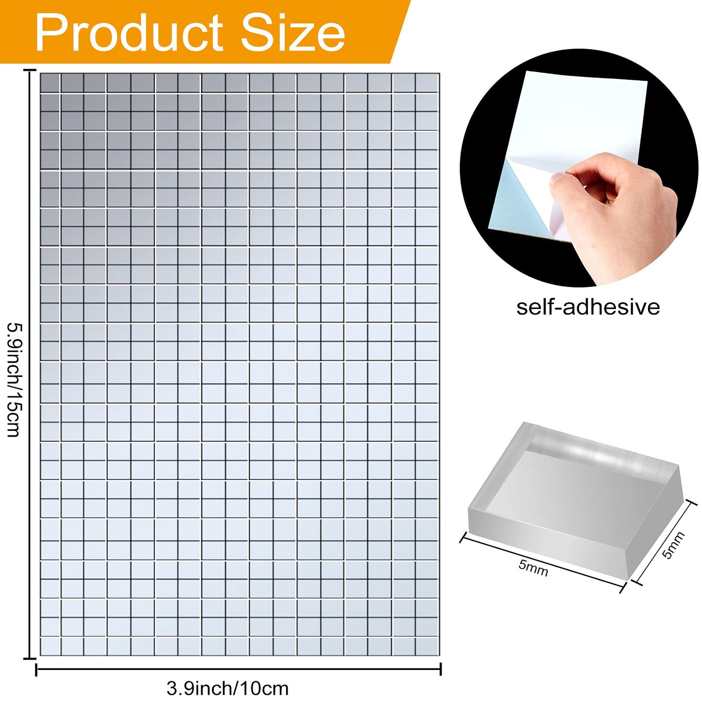 Self-Adhesive Disco Mirror Tiles Mosaic Tiles for DIY Craft Projects, 5 x 5 mm(Silver,7200 Pieces)