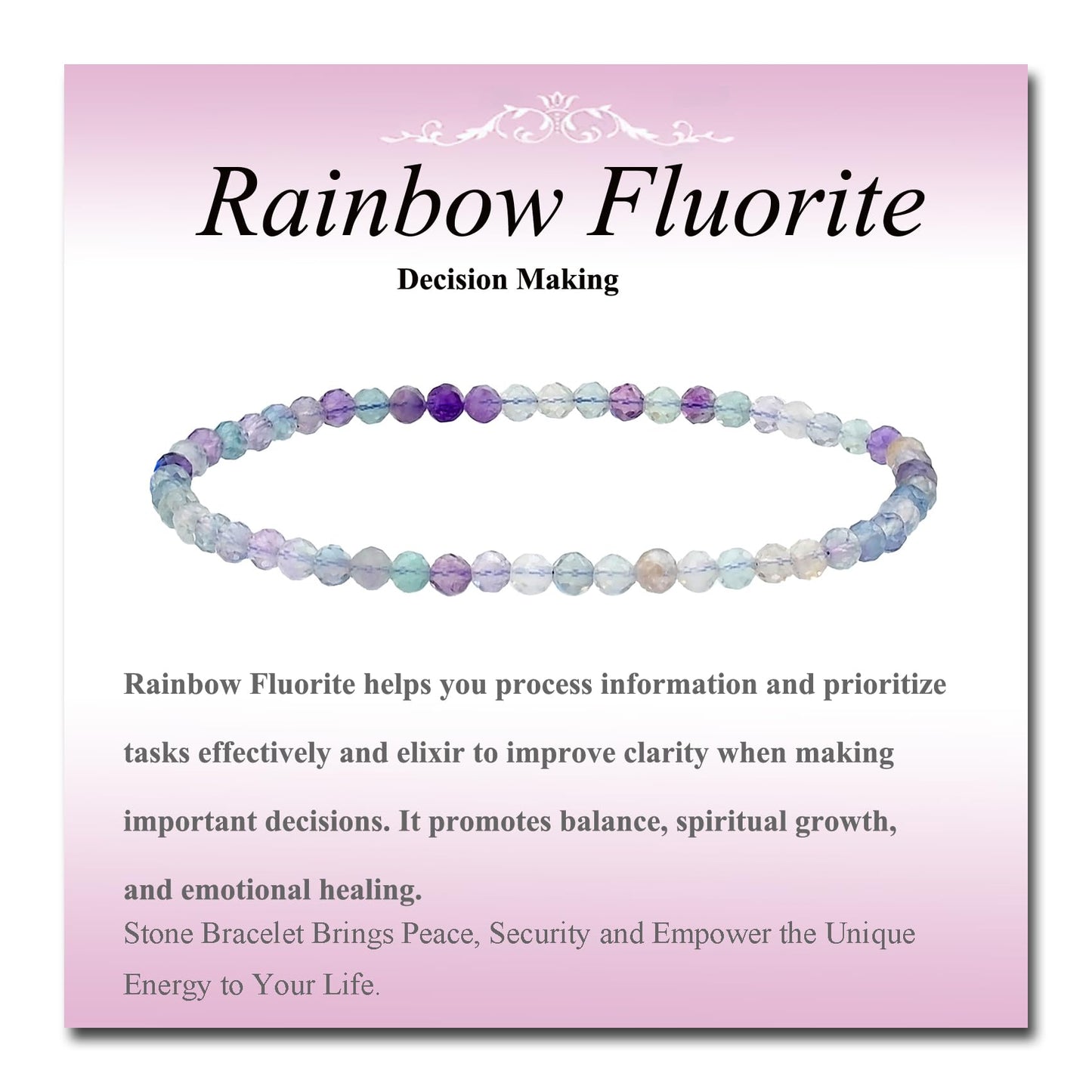 MASSIVE BEADS Natural Genuine Gemstone Beads Healing Crystal Chakra Reiki Jewelry Faceted Round Beads Bracelets (Rainbow Fluorite, 3mm)