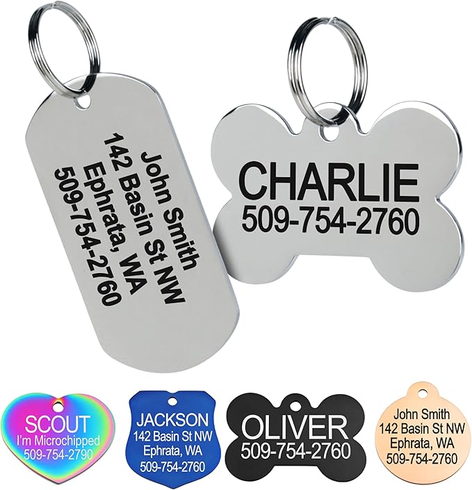 GoTags Stainless Steel Pet ID Tags, Personalized Dog Tags and Cat Tags