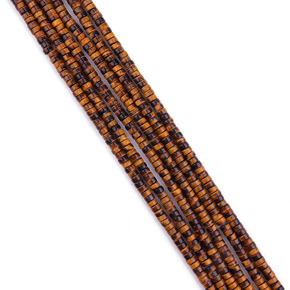 BEADIA Natural Yellow Tiger Eye Spacer Beads Caps Loose Semi Gemstone for Beading Jewelry Making 4mmx2mm 38cm