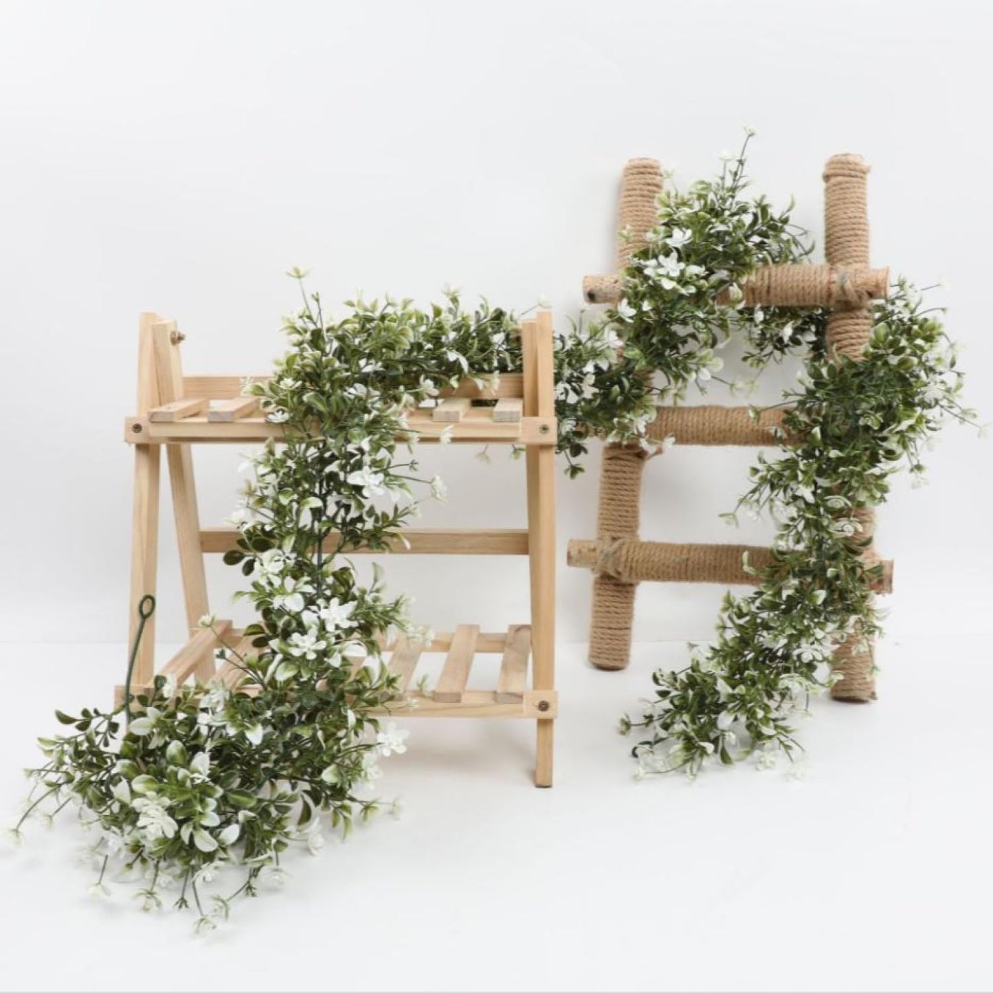 CRSUSUKJ 2-Tier Bamboo Plant Stand - Indoor Tabletop Succulent Plant Shelf, Rack, Flower Pot Holder