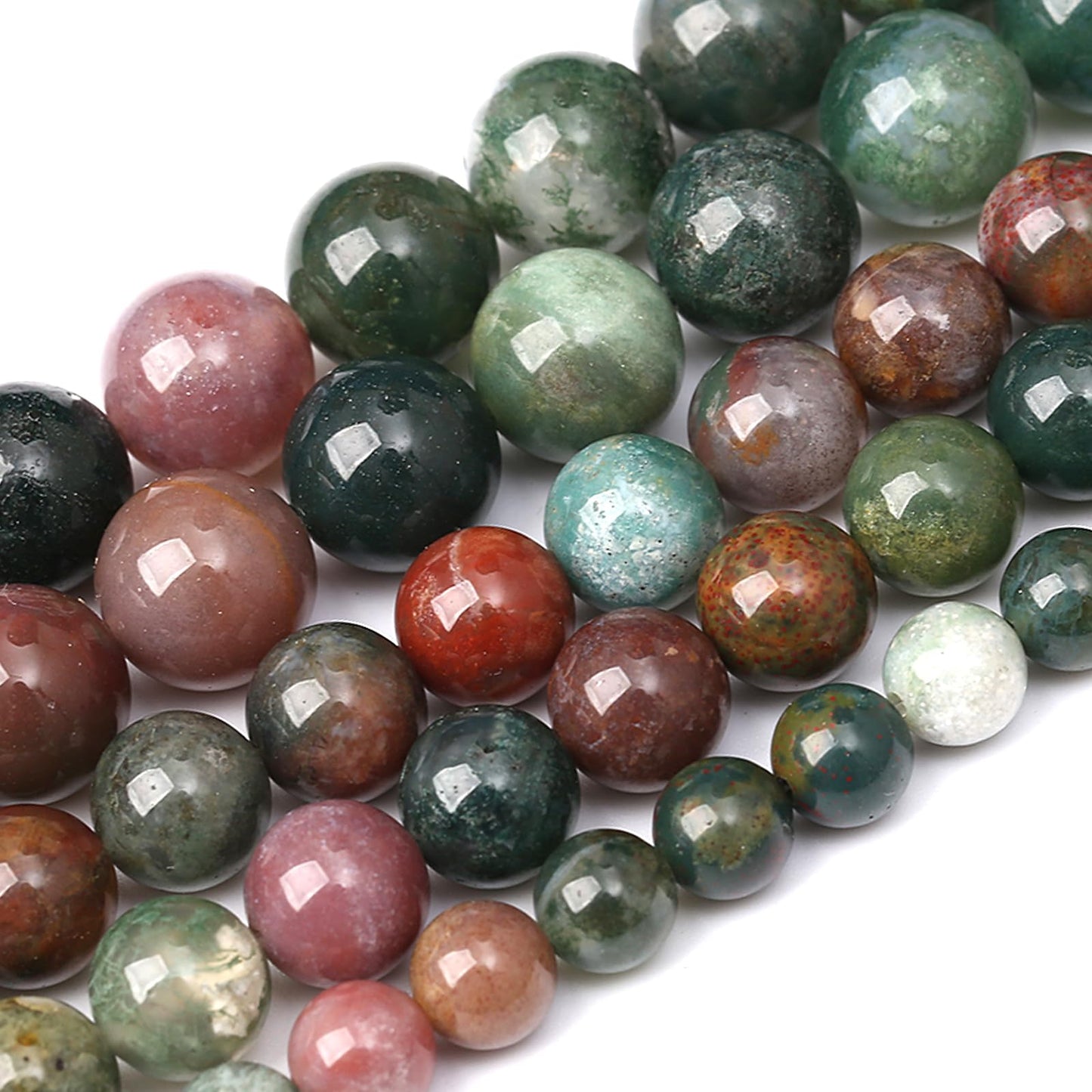 Natural Stone Indian Agate Beads for Jewelry Making Round Gemstone Beads DIY Bracelet Necklace 180pcs 4MM 2 Strands 32"