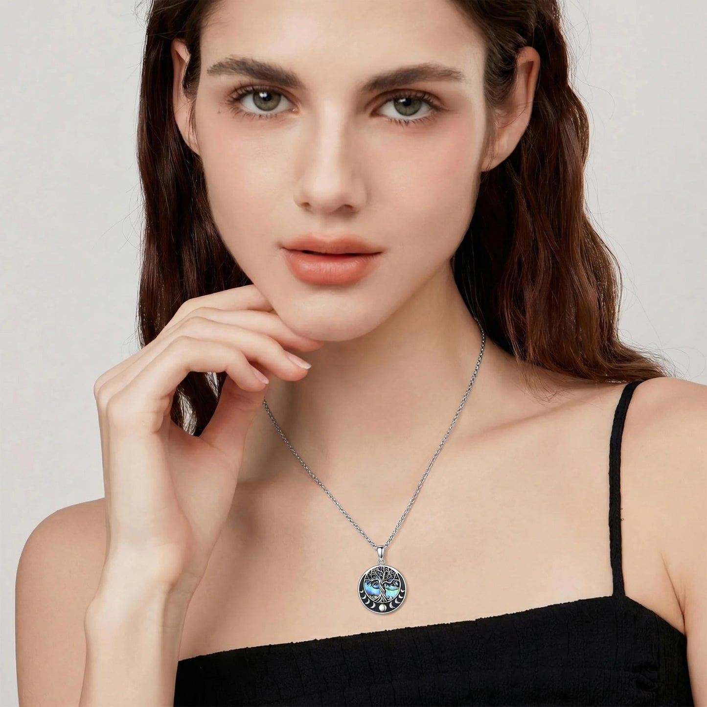 ONEFINITY Tree of Life Necklace Moon Phase Abalone Shell Pendant Tree of Life Jewellery Gift for Women Men