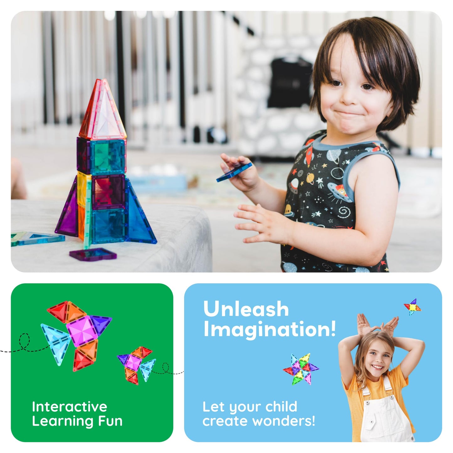 PicassoTiles 100pc Magnetic Tile Mini Diamond Set Travel Size STEM Educational Building Kit for Toddlers Preschool Boys Girls Age 3 Plus Montessori Indoor Learning Toy for Creative Development PTM100