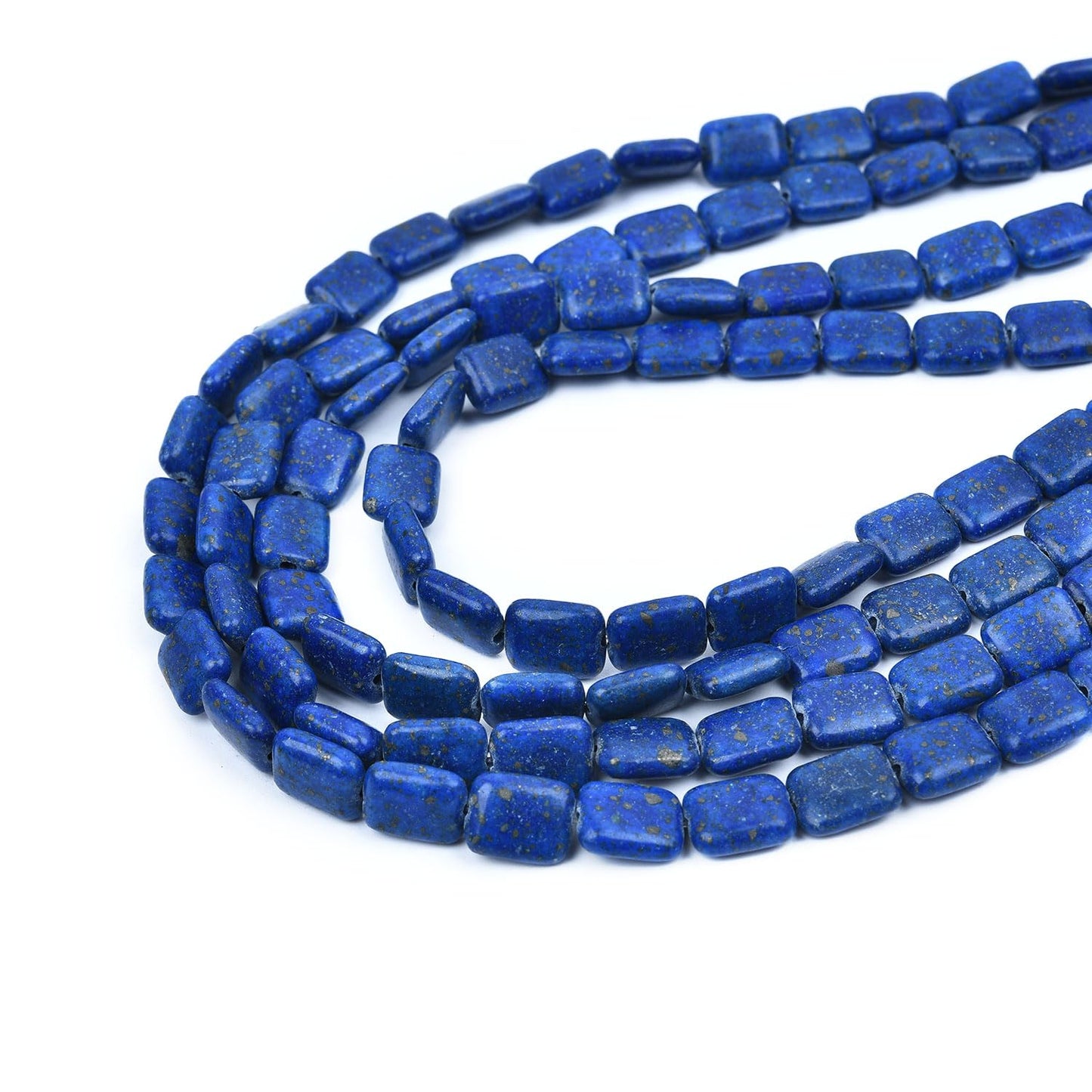 HAAMIIQII 10x8mm Lapis Lazuli Rectangle Stone Spacer Beads, Loose Gemstone Beads for Jewelry Making, DIY Bracelet, Necklace, Healing Crystal 15 Inch (40pcs)