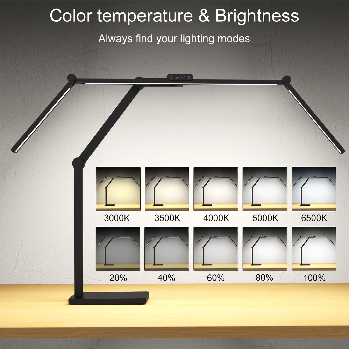 Omorepa 36W 3000LM Ultra Bright Architect Desk Lamp with Base, 47.4Inches Wide Tall Overhead Desk Light for Home Office, Dimmable Table Light with Remote for Desktop Working,Drafting,Reading