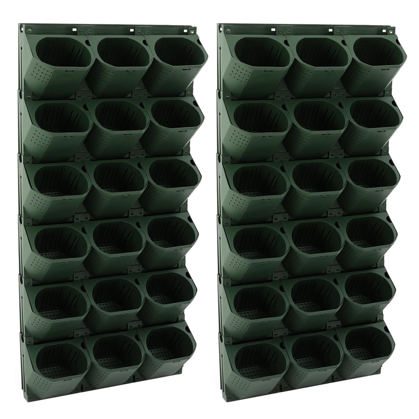 Eapmic Vertical Wall Planter with 36 Pots, Hanging Garden Plant Flowerpot Holder, Stackable Wall-Mounted Planter, Balcony Planters for Flowers Vegetables Fruits (Army Green, 36 Pots)