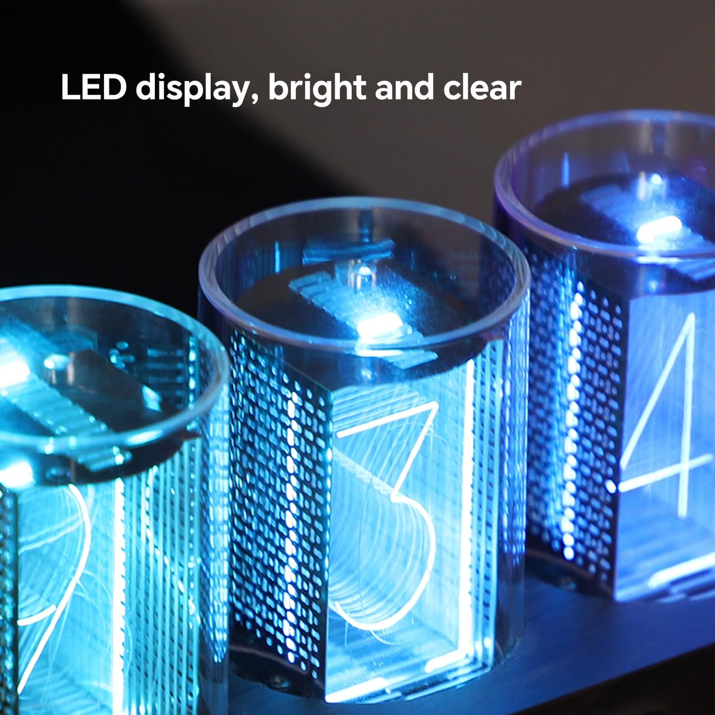 XEANIXIE Retro Simulate Nixie Tube LED Gaming Clock – 9 RGB Modes, 12/24H Switch, USB-C Powered, Plug & Play (Gift Box, ABS/Alloy)