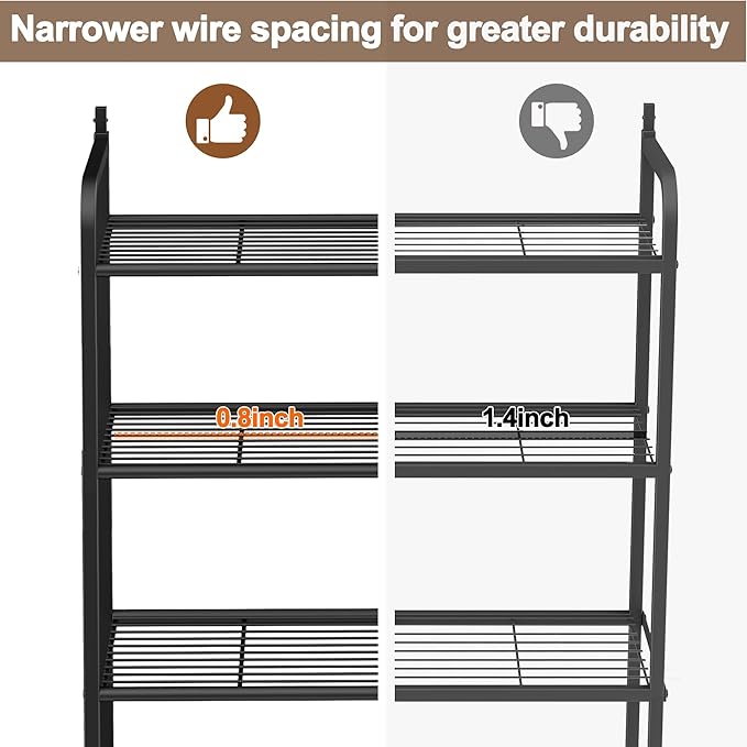 4-Tier Over The Toilet Storage, Bathroom Organizer, Space-Saving, Above Toilet Storage Rack with 4 Hooks and Paper Holder, Metal Shelf, Black