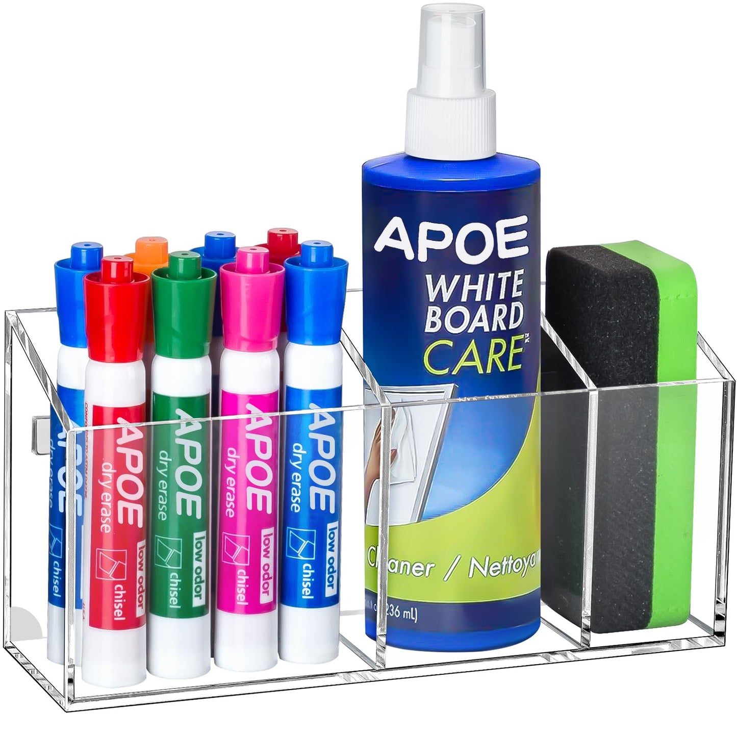 Banafich Magnetic Dry Erase Marker Holder, Acrylic Magnet Pen Holder for Whiteboard, Refrigerator, Magnetic Fridge Organizer for Office, Classroom, Whiteboard Maker Holder, Locker Organizer