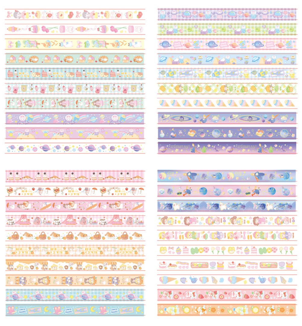 MAFELOE 2 Meters Long 60 Rolls Washi Tape Set, Decorative Adhesive Supplies for Scrapbook, Arts & Crafts-Cute Suit (Pink Box)