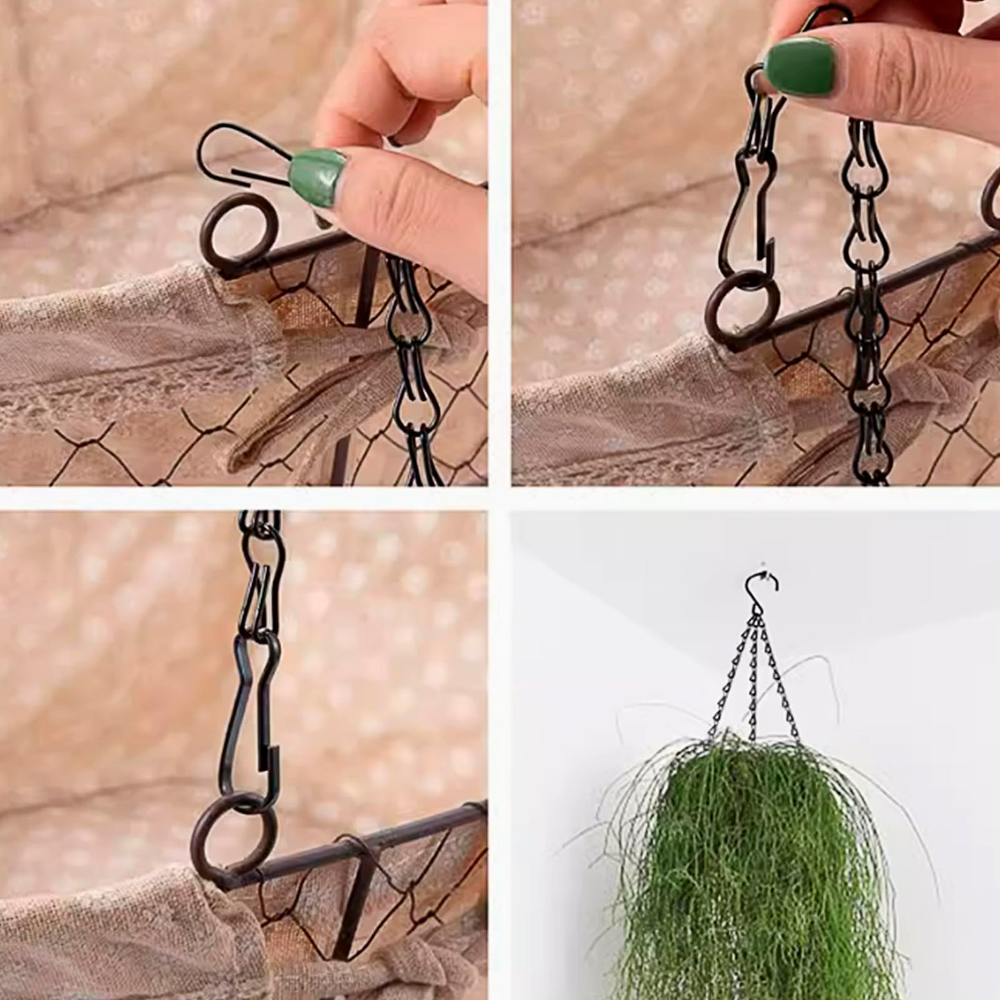 Siutaga 3 Pieces 15.7 inch Black Hanging Basket Chain with Hooks Flower Plant Pot Replacement Chain Hanger for Bird Feeders, Flower Pots, Lanterns, Wind Chimes, Billboard, Wall-Mounted